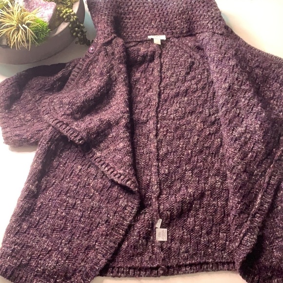 Ann Taylor loft short sleeve chunky Cardigan purple sweater medium women’s - Picture 6 of 7